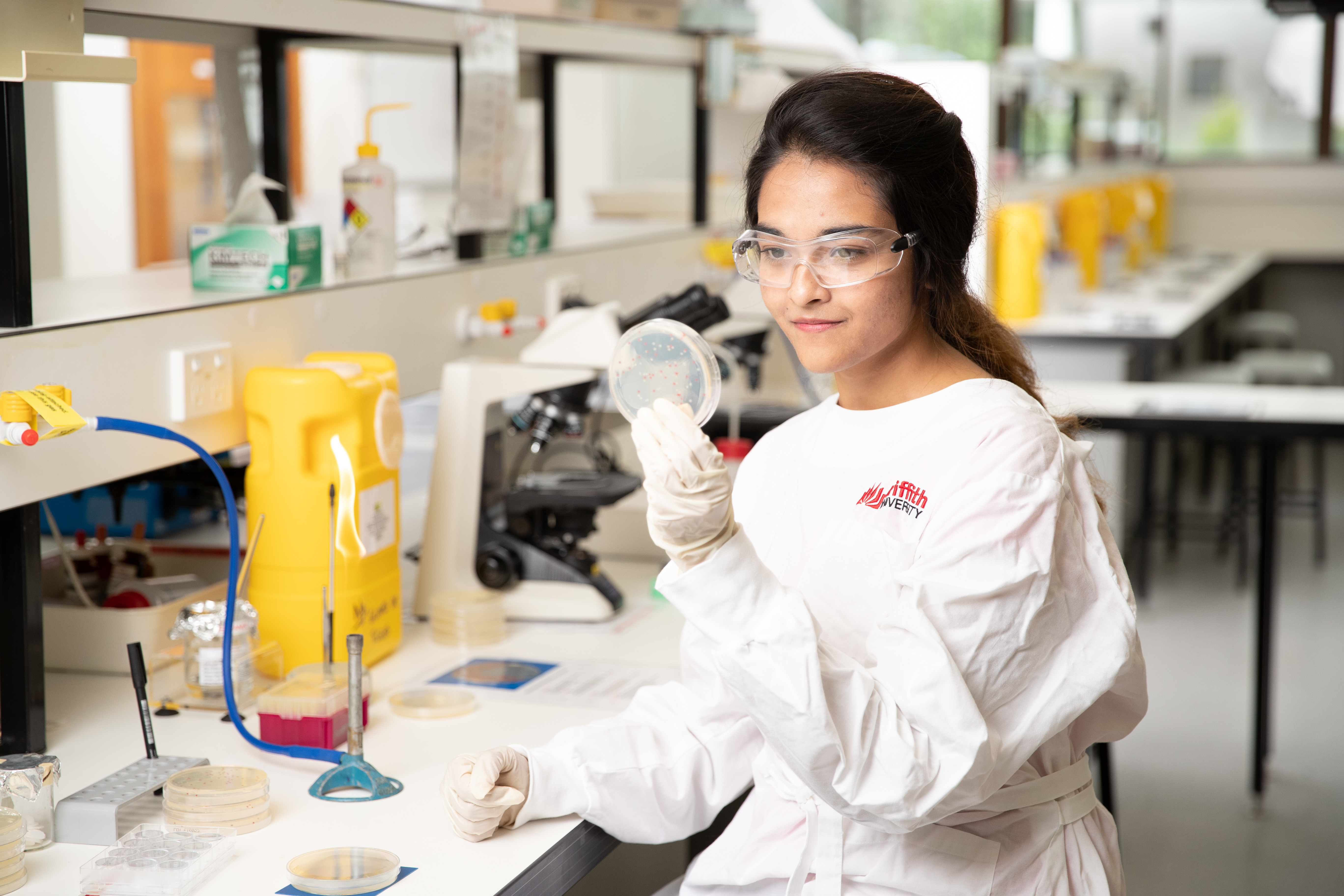 Student in science laboratory